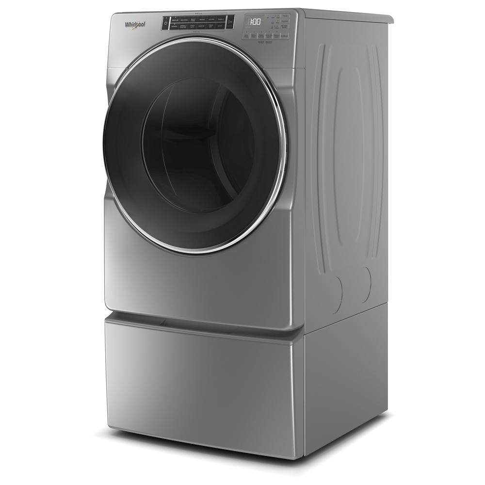 Stainless steel front load electric dryer with large door and digital control panel in electric dryers collection