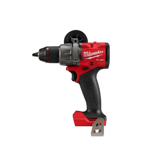 Red and black cordless hammer drill with ergonomic grip for tools and home improvement use