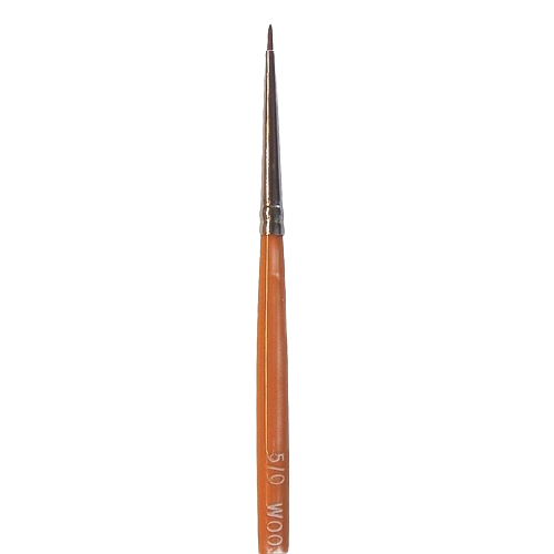 Fine-point watercolor brush with red sable bristles and orange handle, ideal for detailed painting in art supplies collections.