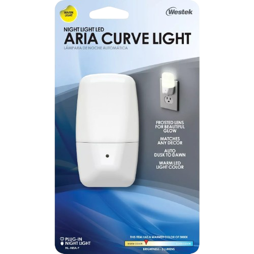 White plug-in LED night light with frosted lens and automatic dusk to dawn sensor under $50 lighting collection