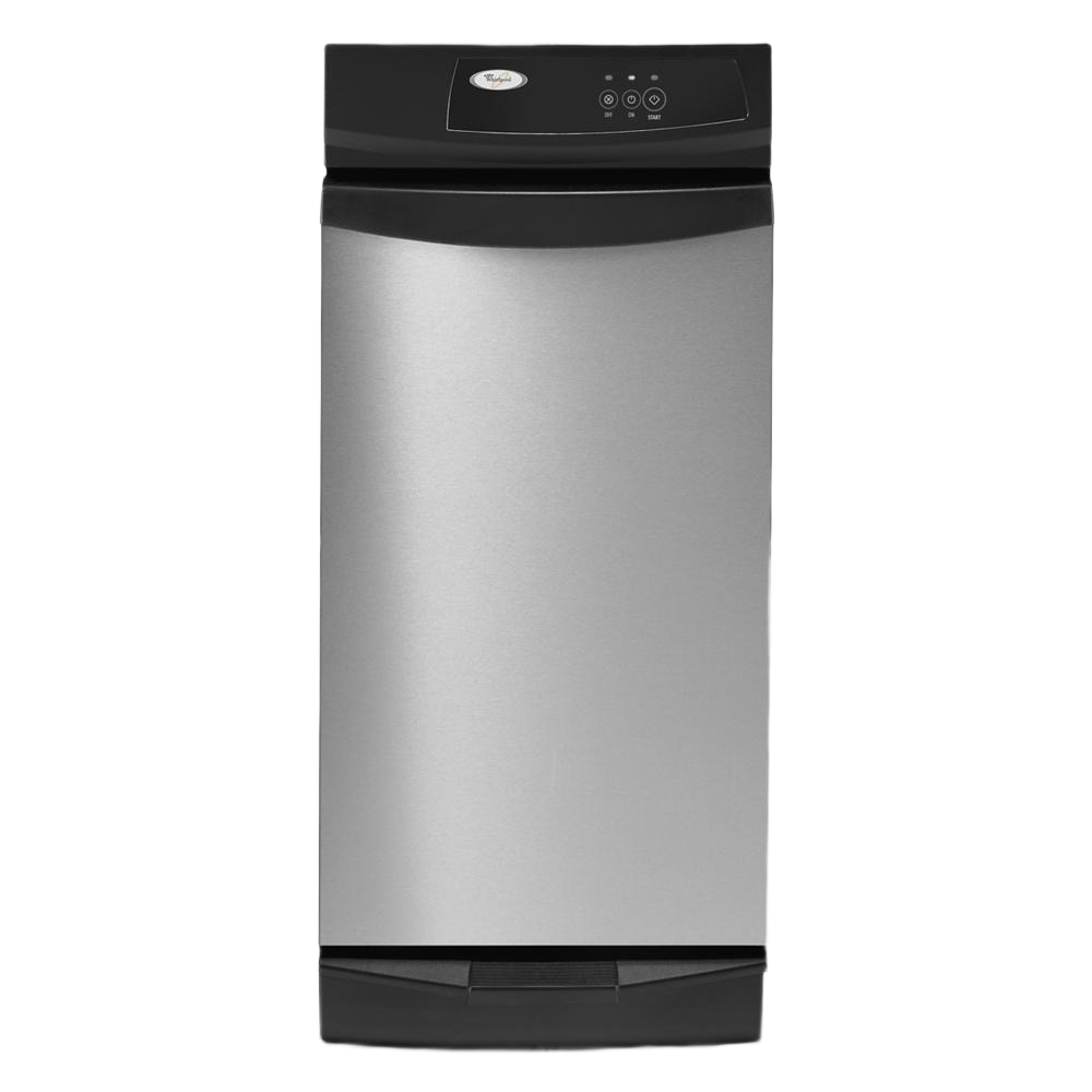 Stainless steel undercounter trash compactor with black Clean Touch™ console and digital controls, part of trash compactors and kitchen appliance collections.