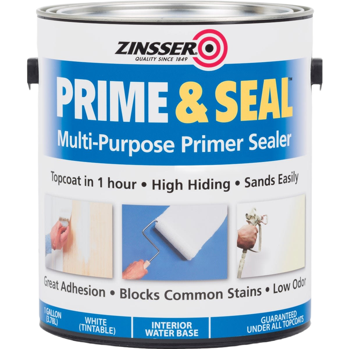 One-gallon container of Zinsser multi-purpose white interior primer for home improvement and painting supplies under $50