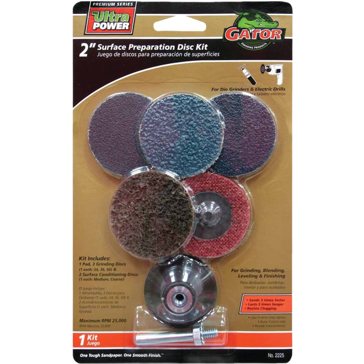 Set of six surface preparation discs and attachments for power tool sanding in abrasives and tool accessories collections