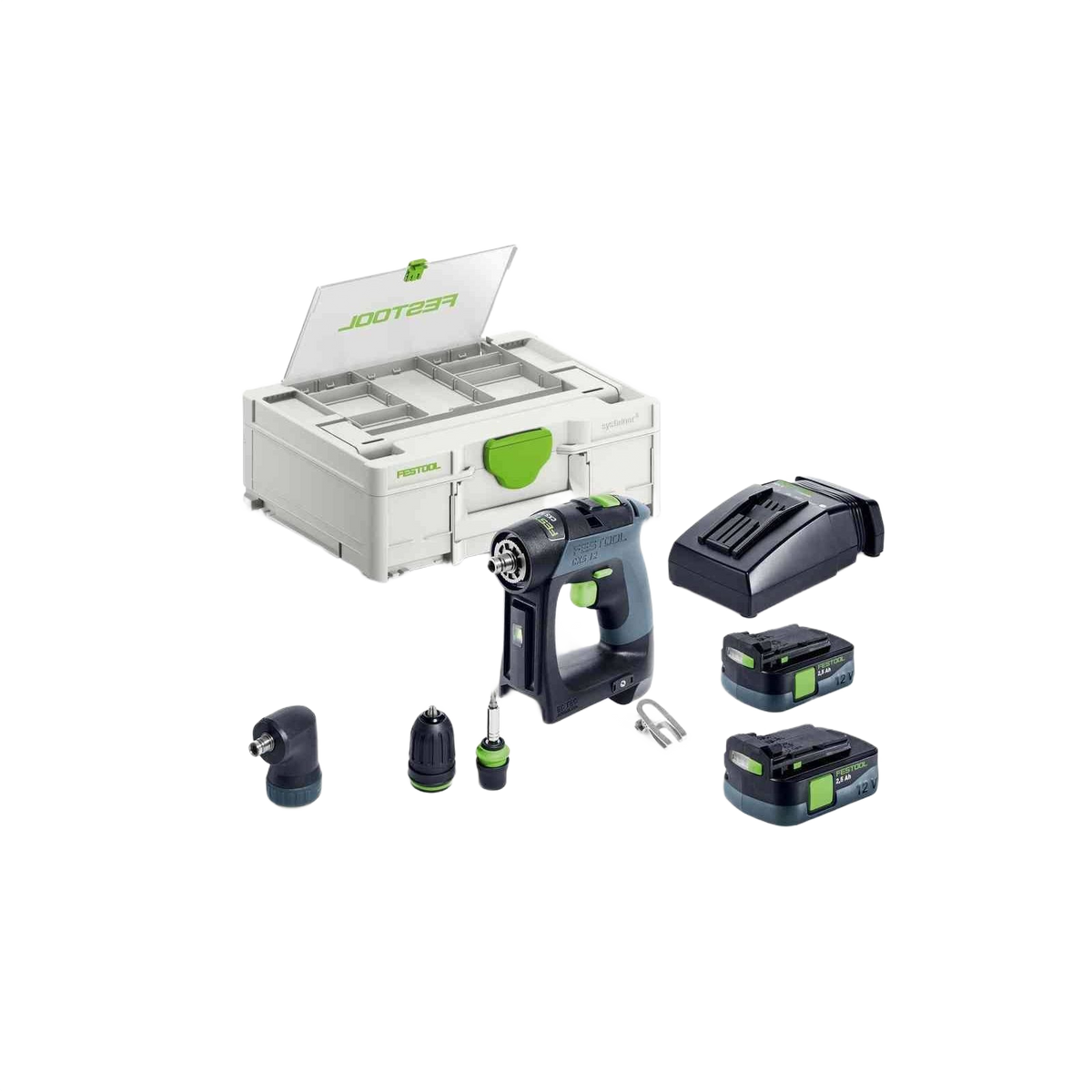 Compact cordless drill set with multiple attachments, batteries, charger, and storage case for tools and home improvement tasks