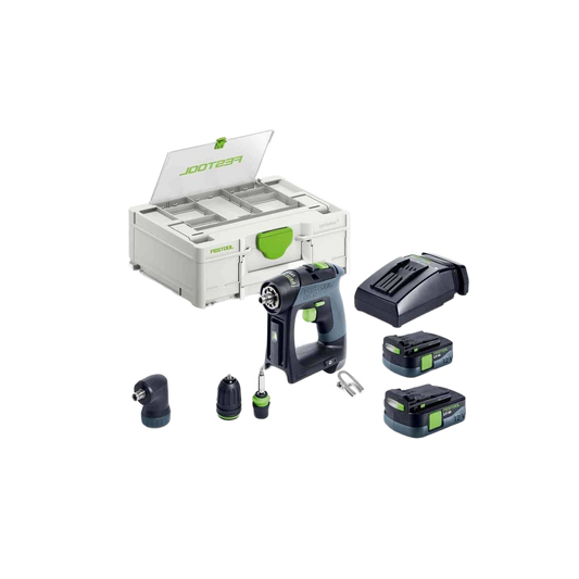 Compact cordless drill set with multiple attachments, batteries, charger, and storage case for tools and home improvement tasks