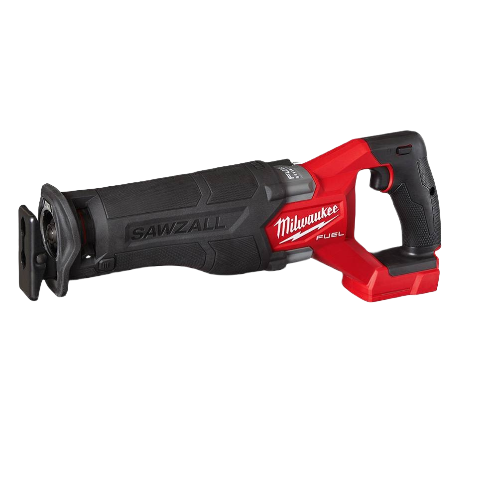 Red and black Milwaukee reciprocating saw with ergonomic grip for efficient cutting in power tools and woodworking collections