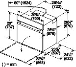 Technical drawing of a 30-inch stainless steel single wall oven with detailed exterior and cavity dimensions for kitchen appliances.