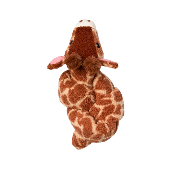 Plush dog toy with soft Sherpa fabric in giraffe pattern for pets in dog toys and supplies under $100 collection