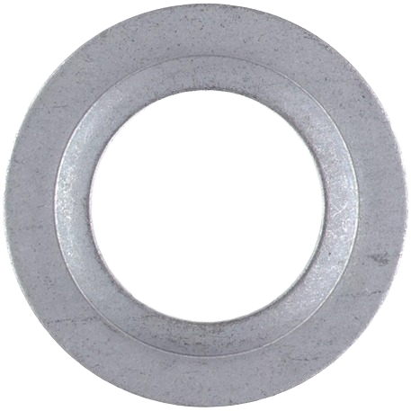 Plated steel reducing washer with a smooth finish for plumbing and home improvement applications.