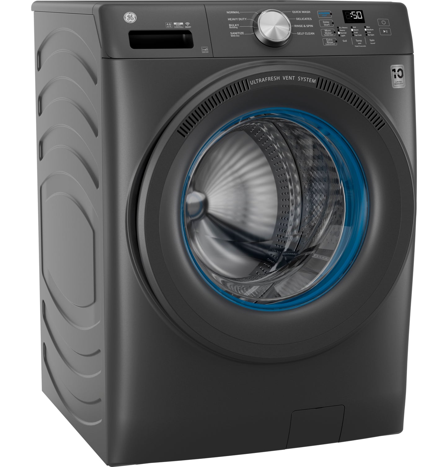 Dark gray front load washer with UltraFresh Vent System and digital control panel from front load washers collection