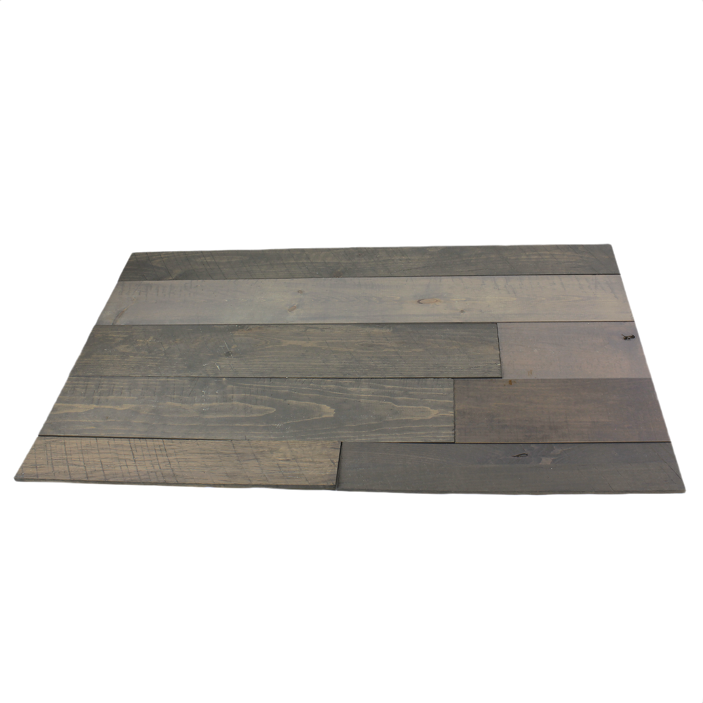 Gray textured wood wall planks arranged for home improvement in lumber and building materials under $100