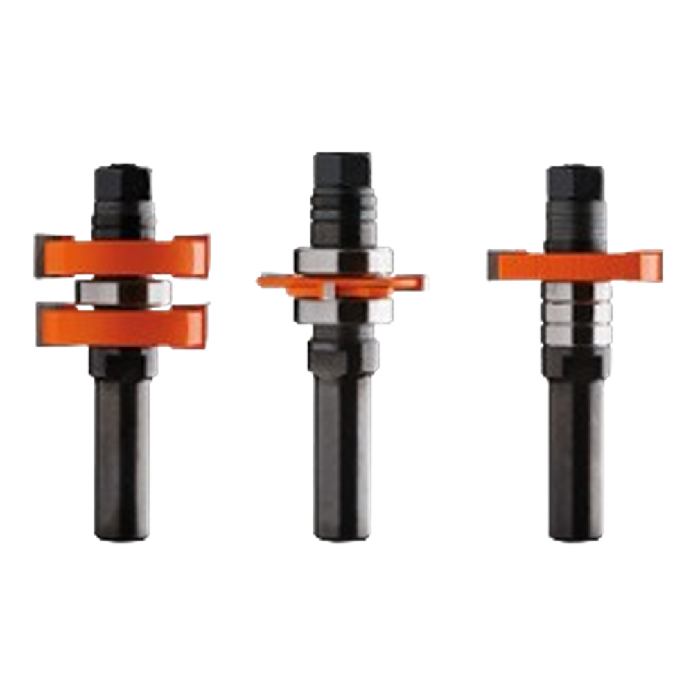 CMT Orange Tools Adj. Tongue & Groove Bit Set For Mission Style Cabinet Doors, 1/2” Shank