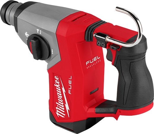 Compact red and gray brushless rotary hammer with ergonomic grip and adjustable controls for home improvement tools use