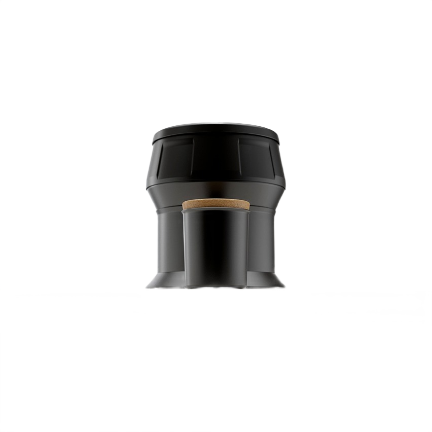 Black outdoor charcoal chimney starter with wooden handle for grilling and lawn use in outdoor living settings