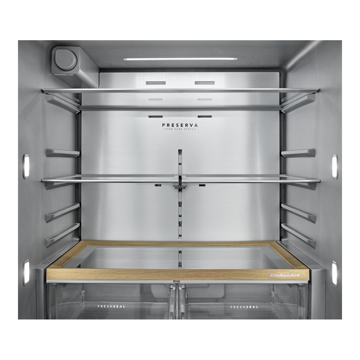 30 Cu. Ft. 36-Inch French Door Refrigerator with Exterior Water and Ice Dispenser and Wood-Look Sliding Tray in Black Ore