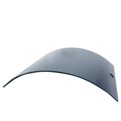 Curved metal housing wear plate in black finish designed for equipment maintenance and tools and home improvement use