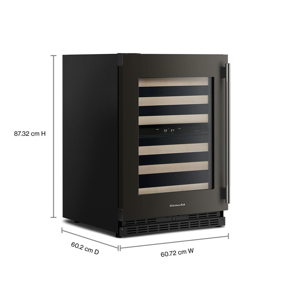 24-Inch Undercounter Wine Cellar with Right Door Swing and 46-Bottle Capacity with Full-Extension Wood-Front Racks in Black Ore