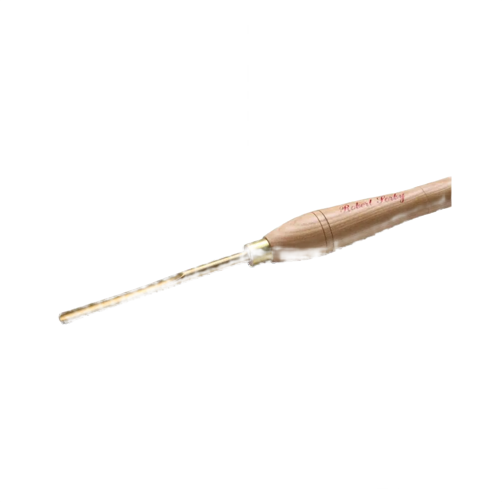 Woodturning gouge with wooden handle and brass ferrule designed for precision spindle shaping in woodworking tasks