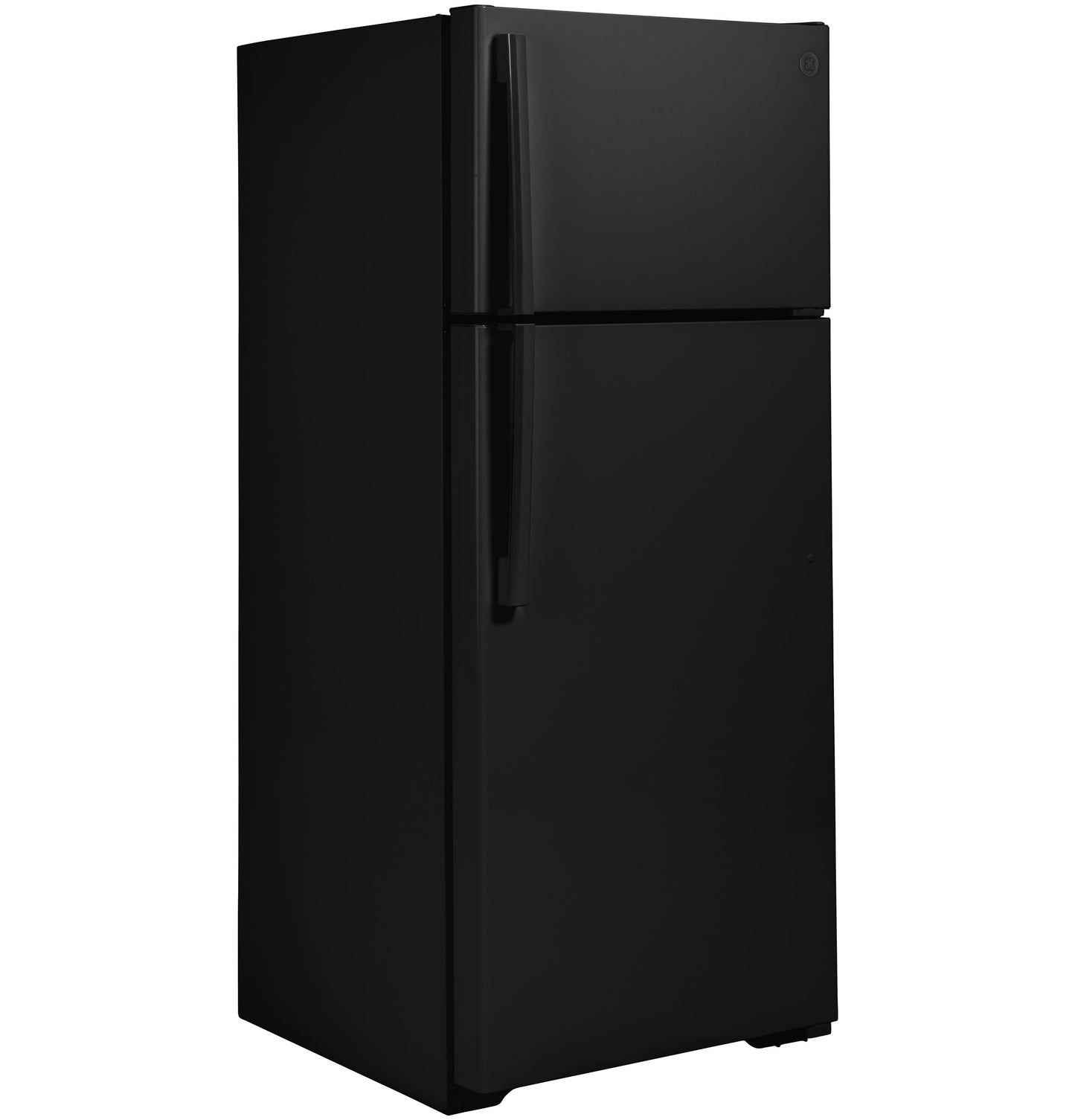 Matte black top-freezer refrigerator with streamlined handles in kitchen appliances and refrigerators collection