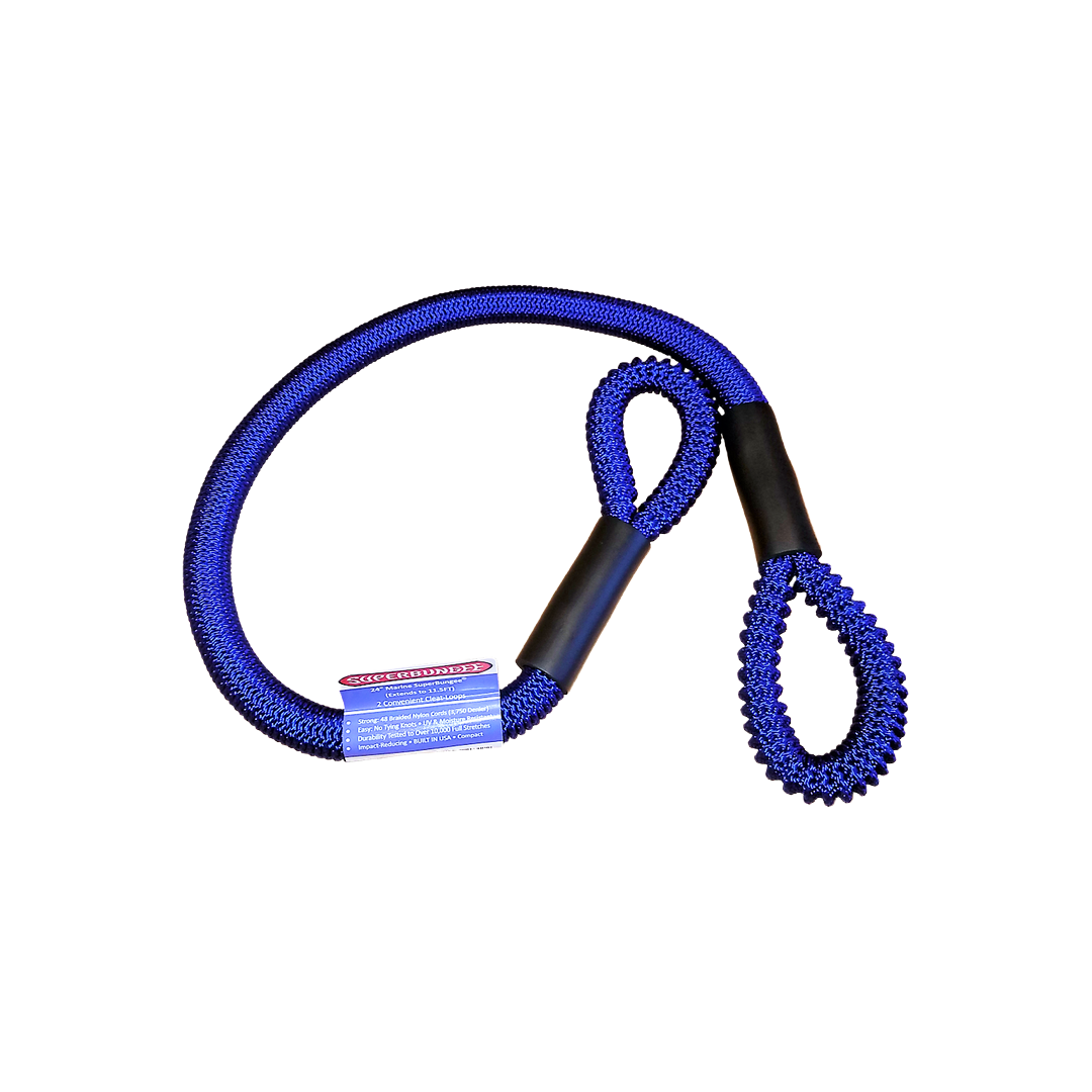 Blue 24-inch marine cord with looped ends for secure tying in Cargo & Tie Downs and Automotive Tools collections under $50