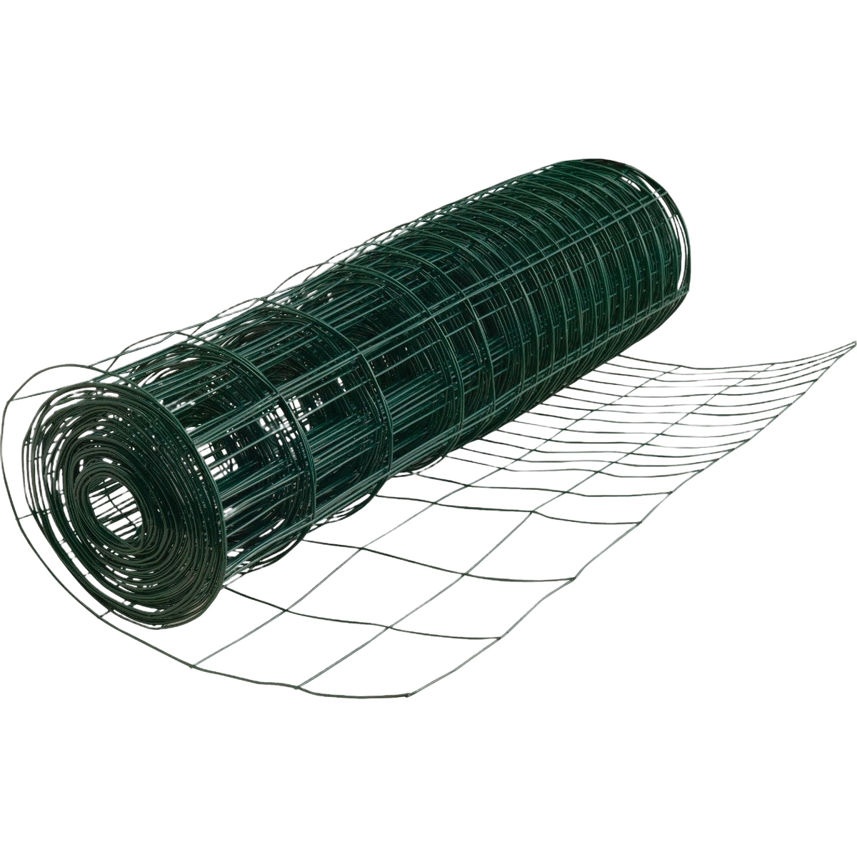 Roll of green galvanized wire mesh garden fence for outdoor home improvement and gardening projects
