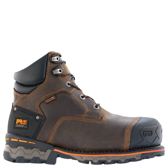 Brown waterproof men's work boot with composite safety toe and durable sole from Clothing & Shoes and Safety Gear collections