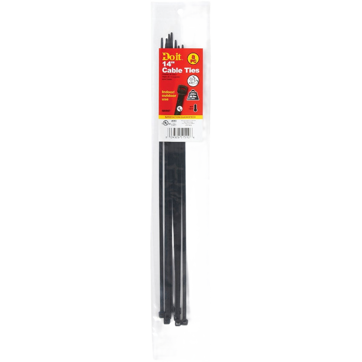 Black molded cable ties in 8-pack, weather resistant for electrical and home improvement projects under $50 collection