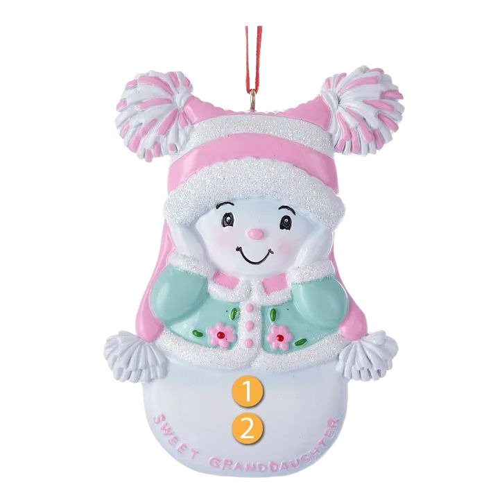Personalized snow girl ornament in pastel colors for Christmas Ornaments & Tree Decorations under $50 collection