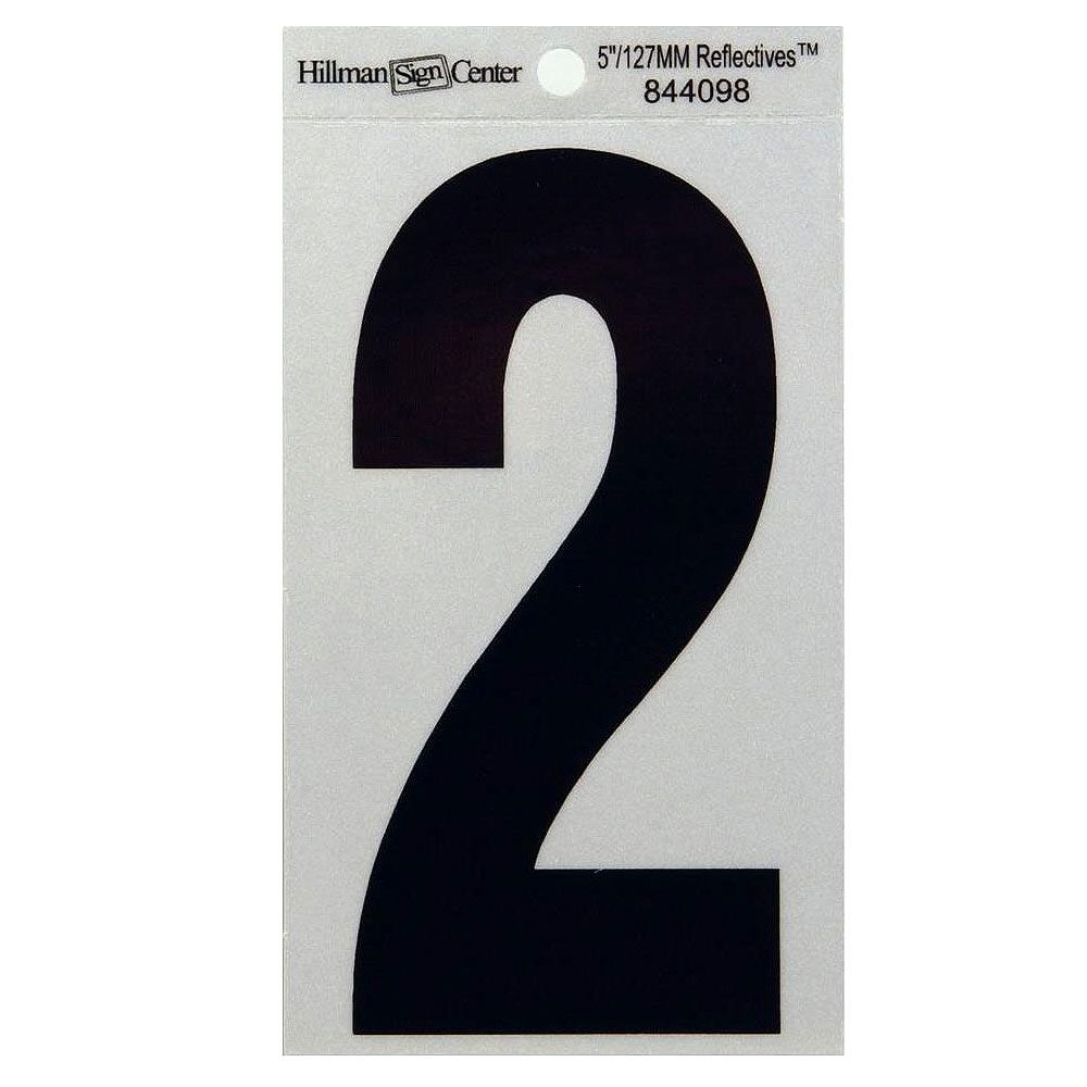 Black reflective adhesive house number 2 for home improvement and signs & house numbers under $50 collections