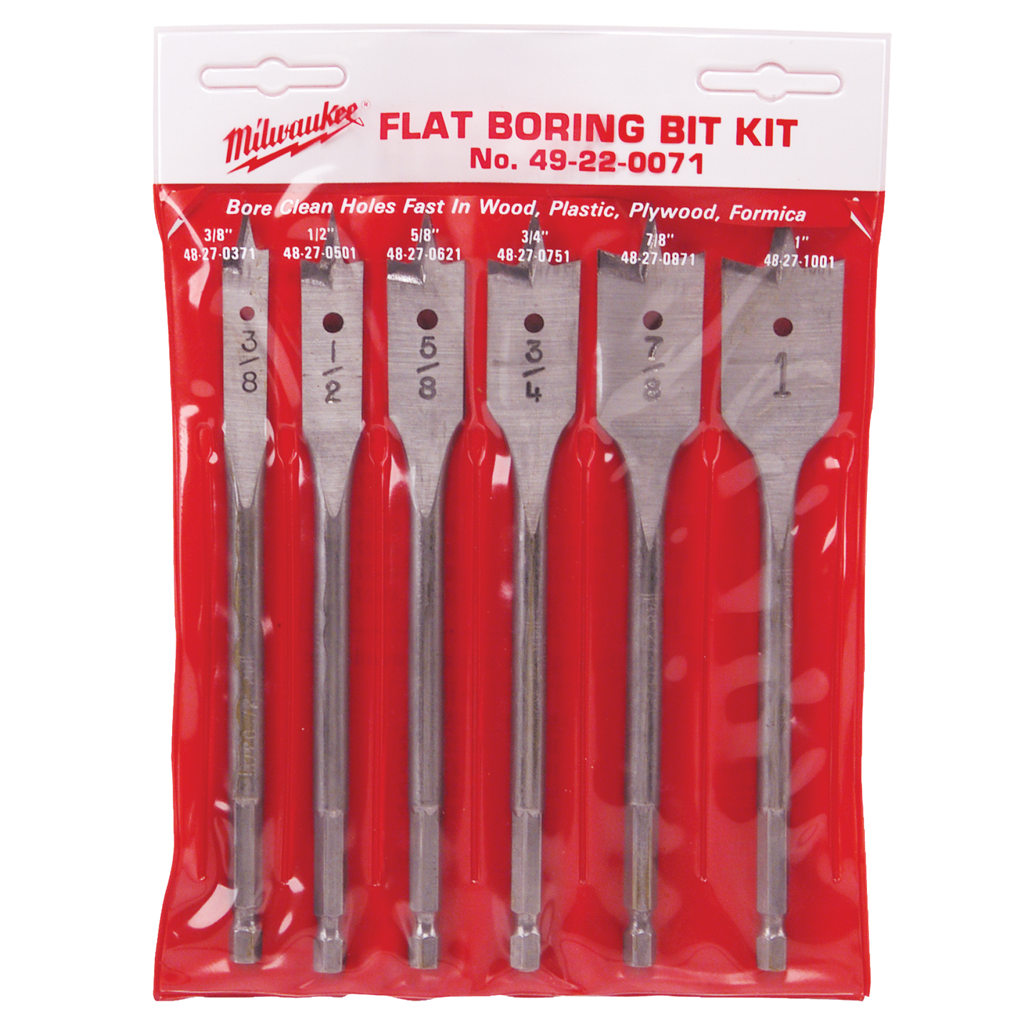 Milwaukee 6PC Flat Boring Bit 6" Universal Set