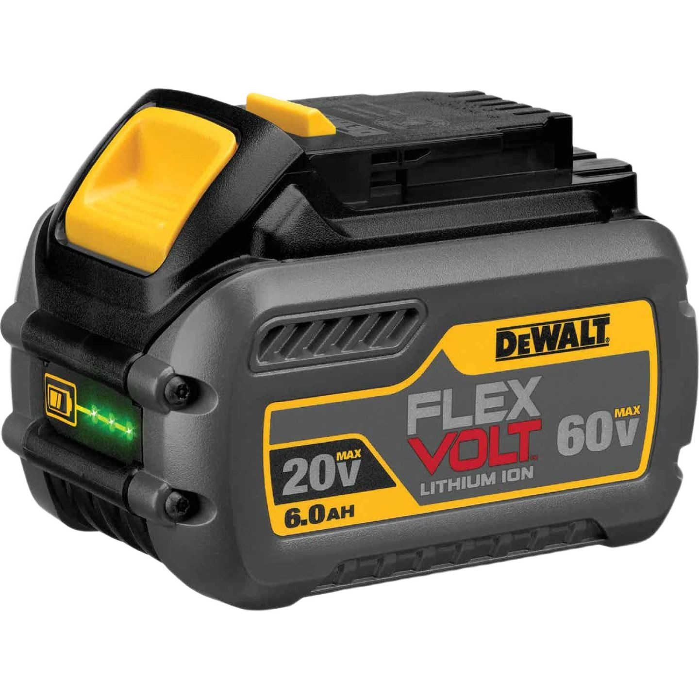 Compact black and yellow DEWALT FLEXVOLT lithium-ion battery for power tool accessories and batteries collections