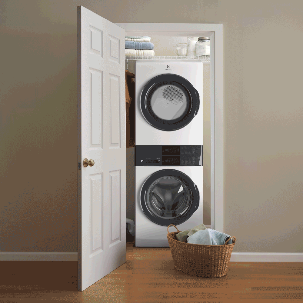 Laundry Tower Single Unit Front Load 4.4 Cu. Ft. Washer & 8 Cu. Ft. Electric Dryer