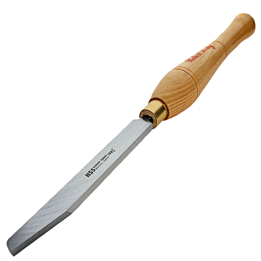Wood-handled turning tool with high-speed steel blade for woodworking and home improvement tasks