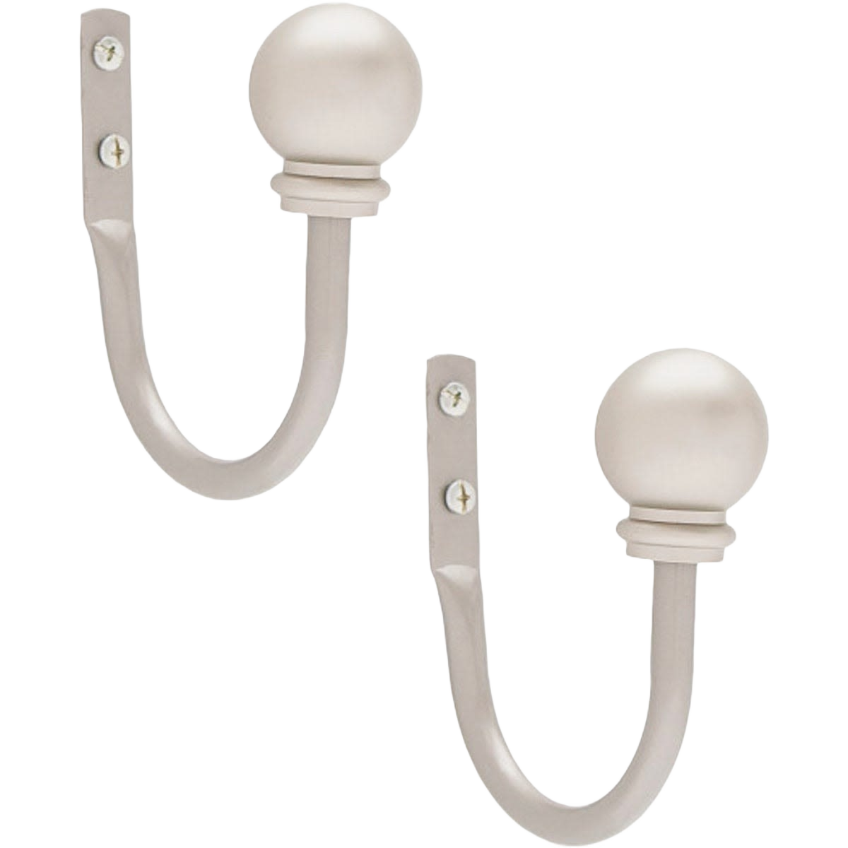 Antique pewter finish ball end drapery holdbacks in a 2-pack for home improvement window treatments
