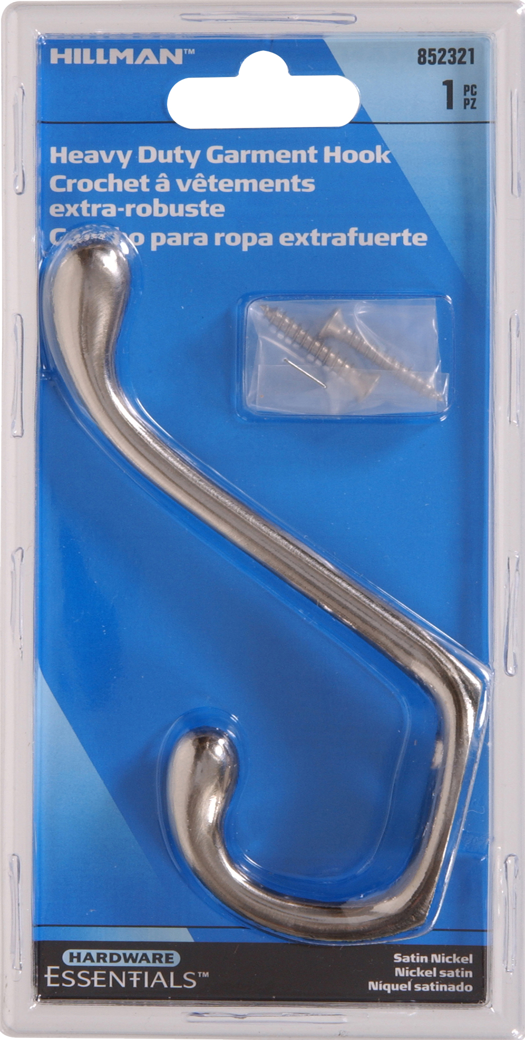 Hardware Essentials Heavy Duty Garment Hook Satin Nickel