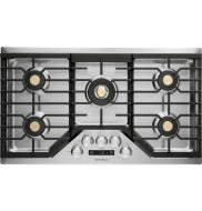 Monogram 36-inch deep-recessed gas cooktop with five burners and stainless steel control panel in Kitchen & Kitchenware collections