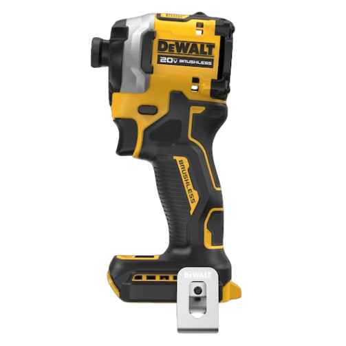Yellow and black cordless 20V brushless impact driver with ergonomic grip for tools and home improvement tasks