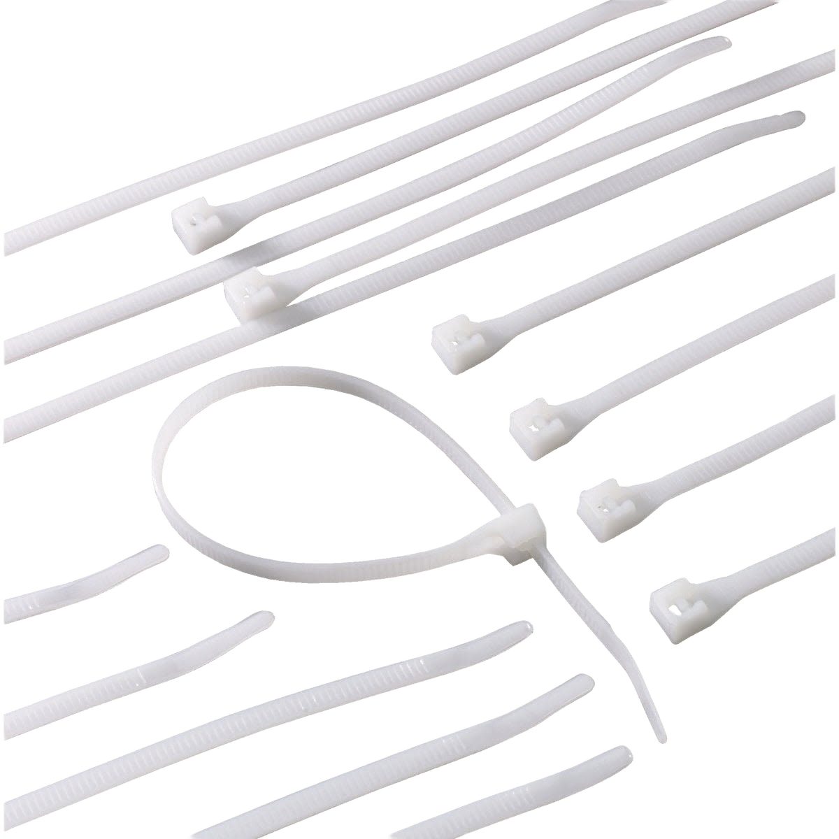 White nylon cable ties with locking mechanism for electrical and home improvement applications under $50 collections