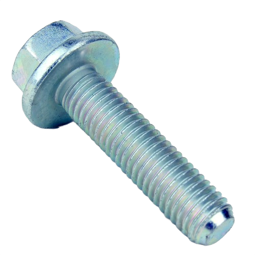 Close-up of zinc-plated cap screw with flange, ideal for John Deere parts in home improvement and hardware collections under $50