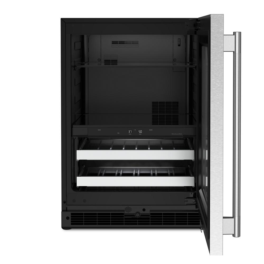 24" Beverage Center with Glass Door and Metal-Front Racks