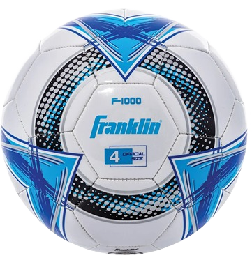 Size 4 soccer ball with blue and black star graphic design for field sports and recreation use