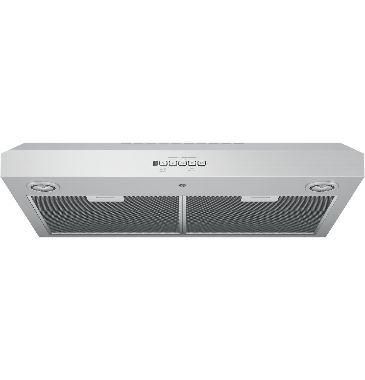 Under-cabinet stainless steel range hood with dual filters and integrated control panel from Range Hoods collection