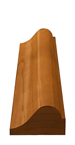 Wood finish pop base cap molding with curved profile for home improvement and trim installation projects