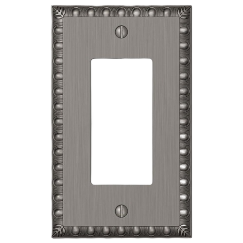 Antique nickel finish wall plate with egg and dart border design for electrical outlets and home improvement projects