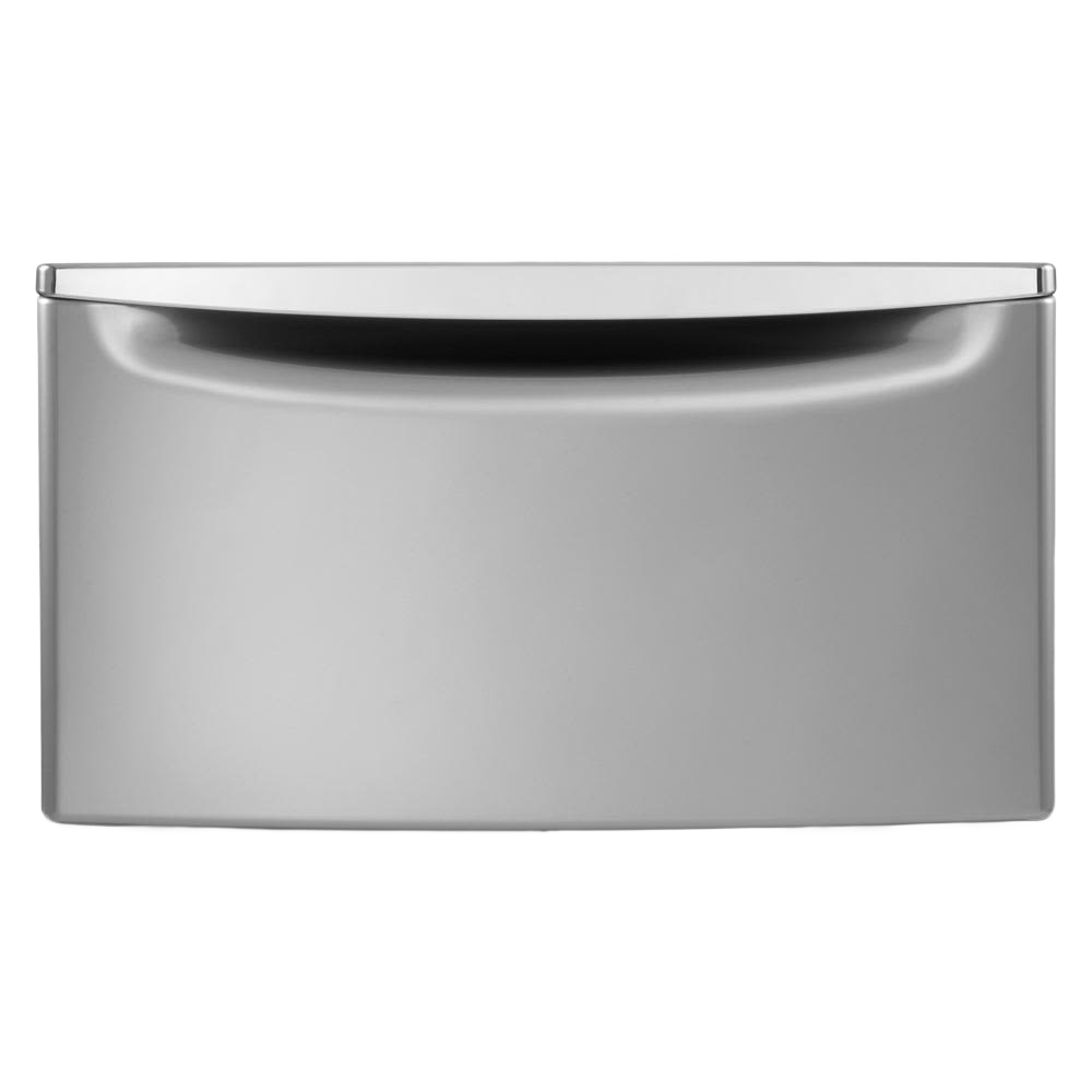 Stainless steel 15.5-inch pedestal with built-in storage drawer for front load washers and dryers