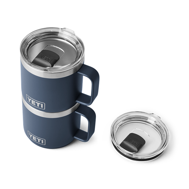 Matte navy 14 oz insulated stackable mugs with sturdy handles and clear Magslider lids from drinkware collections under $50