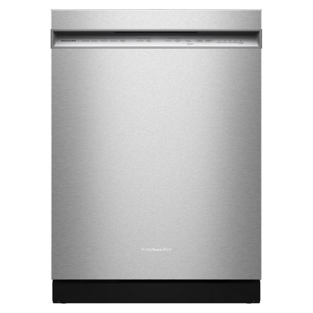 Front control stainless steel dishwasher with sleek minimalist design from KitchenAid dishwashers collection