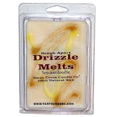 Clamshell pack of snickerdoodle scented wax melts with brown and yellow drizzle, part of home accents and decor collection