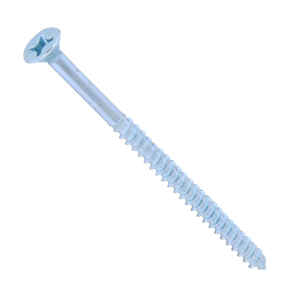 Flat head Phillips wood screw with smooth shank for secure fastening in hardware, lumber, and home improvement projects