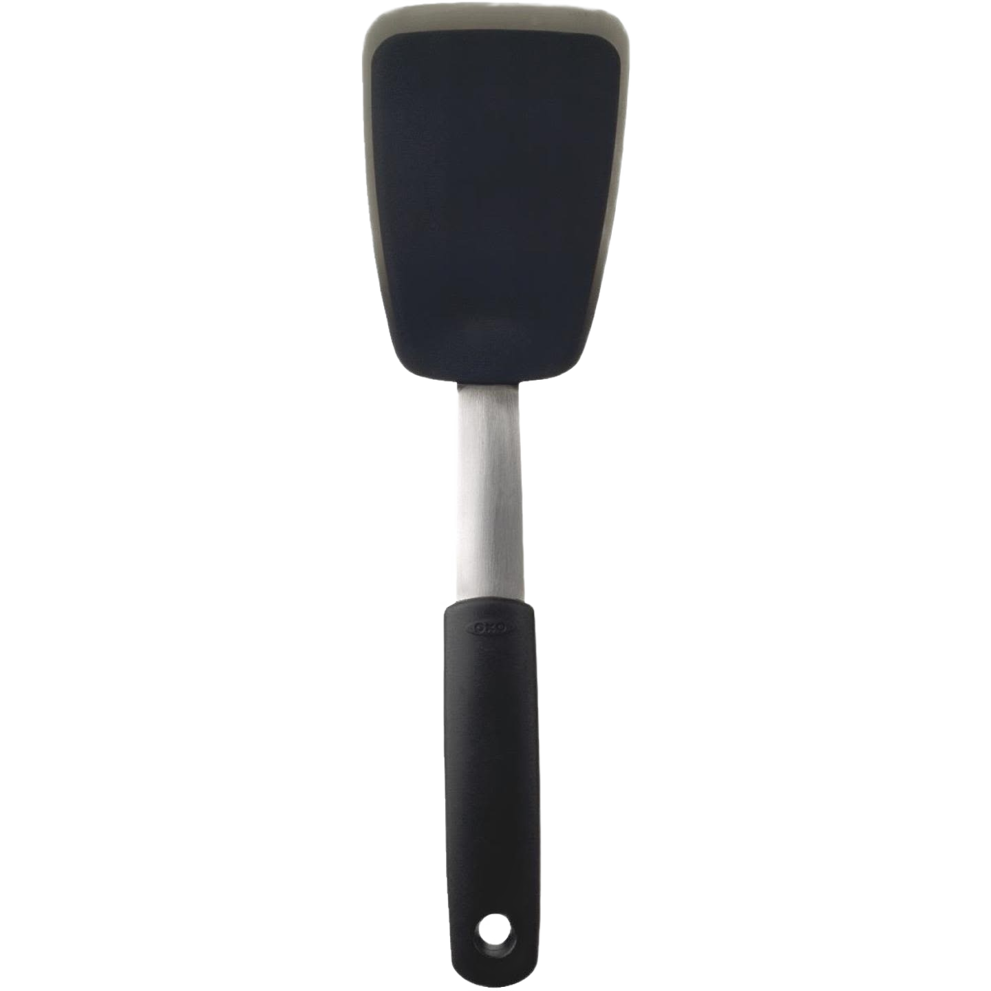 Black silicone flexible turner with ergonomic handle designed for cooking and kitchen tasks in home improvement projects
